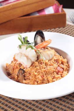 Risotto 'nun mutfak fotoğrafı.