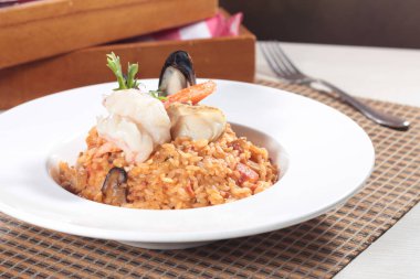 Risotto 'nun mutfak fotoğrafı.