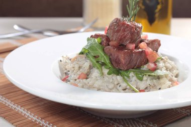 Risotto 'nun mutfak fotoğrafı.