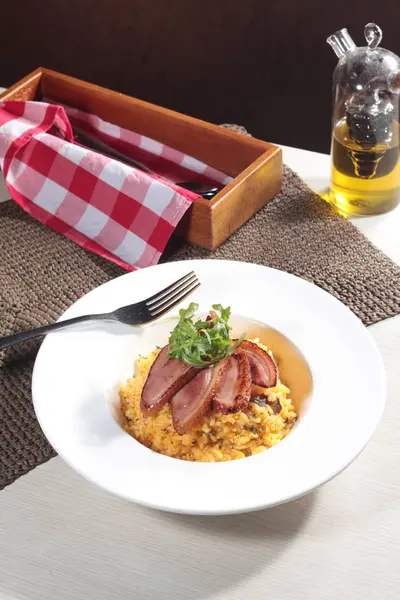 Risotto 'nun mutfak fotoğrafı.