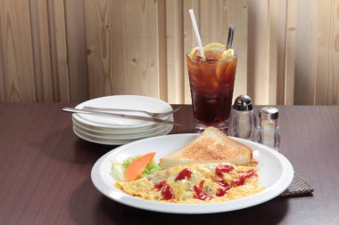 closeup of omelette on the plate 