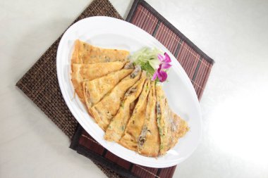 closeup of omelette on the plate 