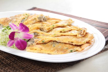 closeup of omelette on the plate 