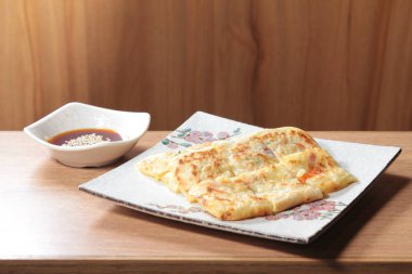 closeup of omelette on the plate 