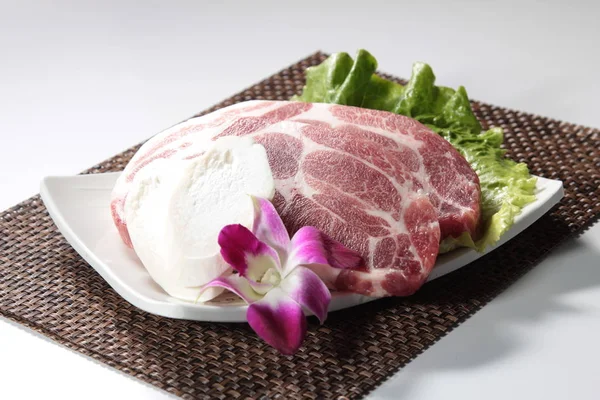 Closeup Raw Pork Plate — Foto de Stock