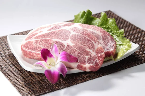 Closeup Raw Pork Plate — Foto Stock
