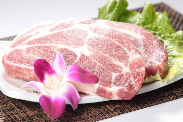 Closeup Raw Pork Plate — Foto de Stock