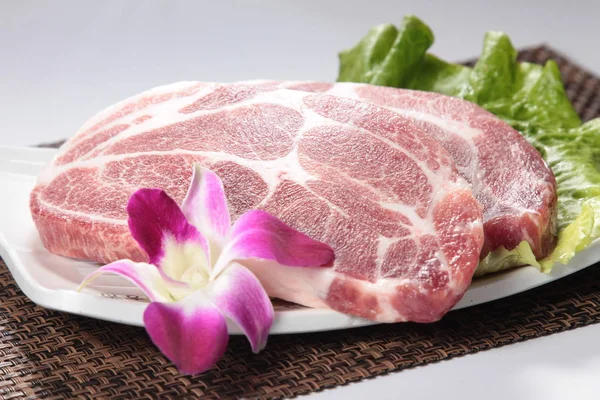 Closeup Raw Pork Plate — Foto de Stock