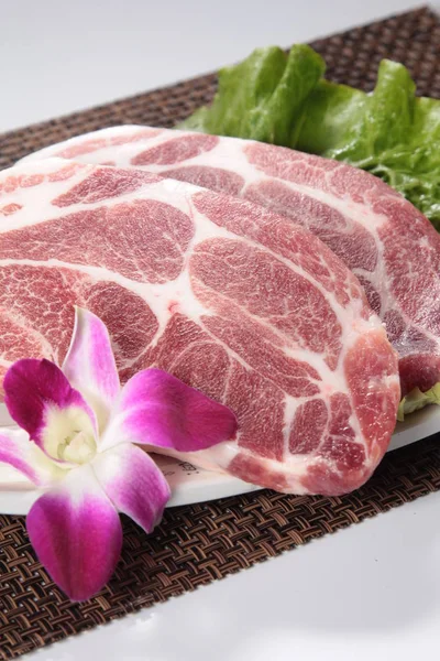 Closeup Raw Pork Plate — Foto Stock