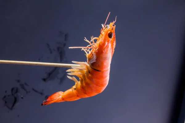Tasty Fresh Shrimp Black Background — Foto Stock