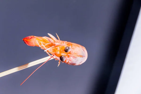 Tasty Fresh Shrimp Black Background — Foto Stock