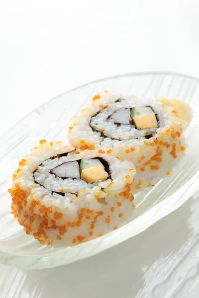 Cocina Foto Rollos Sushi Fondo Cerca — Foto de Stock