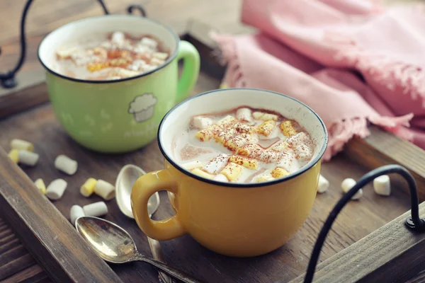 Two cups with hot chocolate — Stock Photo, Image