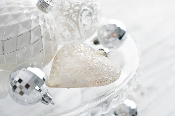 White vintage christmas balls — Stock Photo, Image