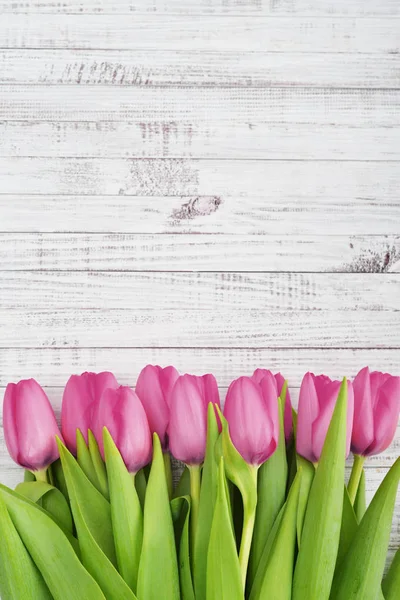 Czerwone tulipany na drewniane tła — Zdjęcie stockowe