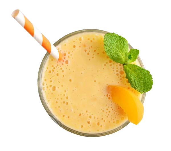 Glass of apricot milkshake — Stock Photo, Image