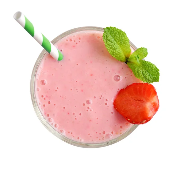 Glas aardbeienmilkshake — Stockfoto
