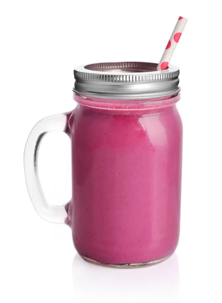 Healthy violet smoothie with straw — Stock Photo, Image