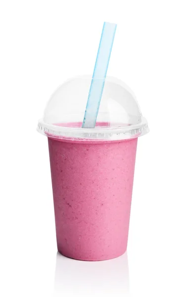 Műanyag átlátszó pohár lila smoothie — Stock Fotó