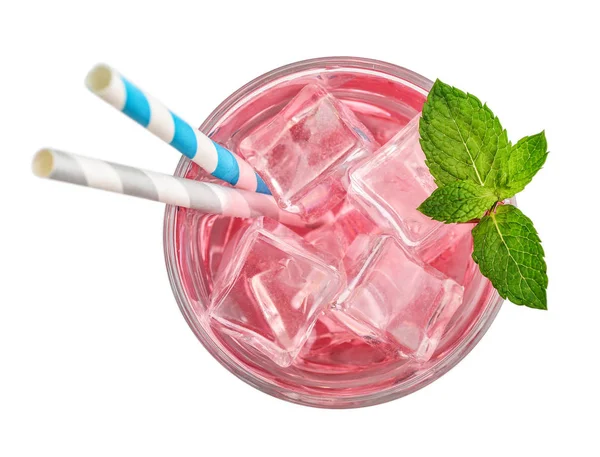 Glass of pink soda drink — Stock Photo, Image