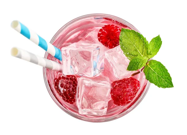 Glass of pink soda drink — Stock Photo, Image