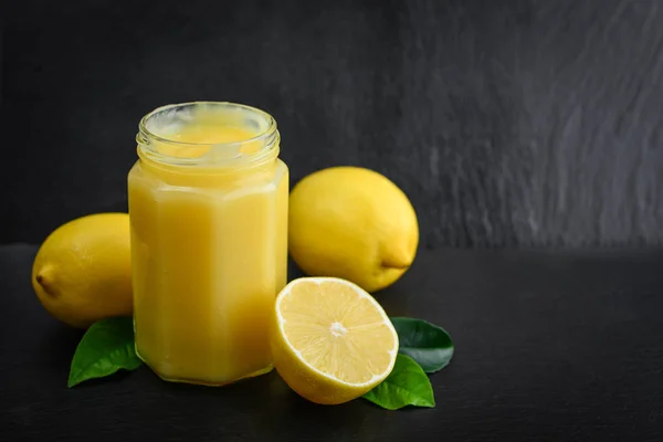 Lemon curd in jar — Stock Photo, Image