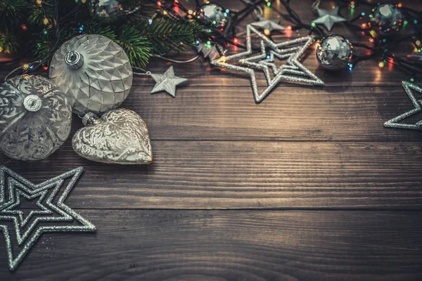 Juldekorationer med julbelysning — Stockfoto