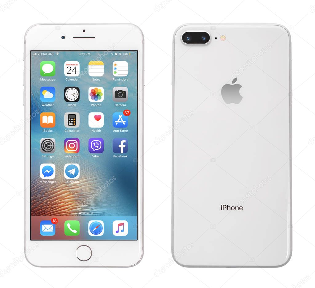 Apple iphone 8 Plus prata — Fotografia de Stock Editorial