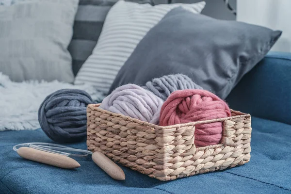 Bollar av super chunky merino ullgarn — Stockfoto