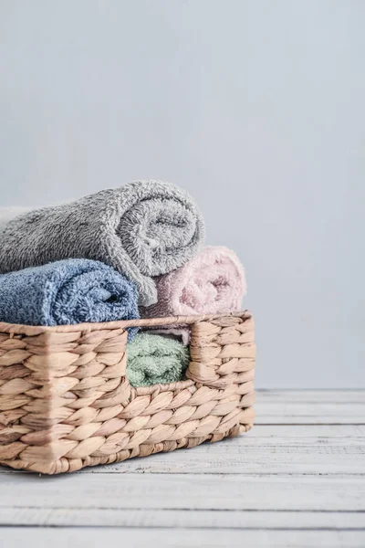 Bath towels of different colors — Stock Photo, Image