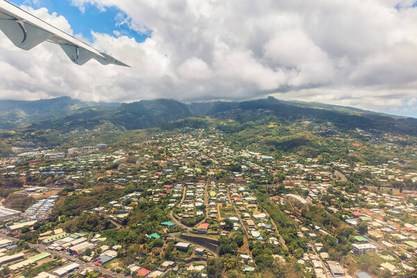 Ariel vie of capital of Tahiti, Papeete, French Polynesia