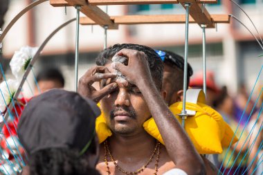 Georgetown, Penang, Malezya - 9 Şubat 2017: Hindu devotee 