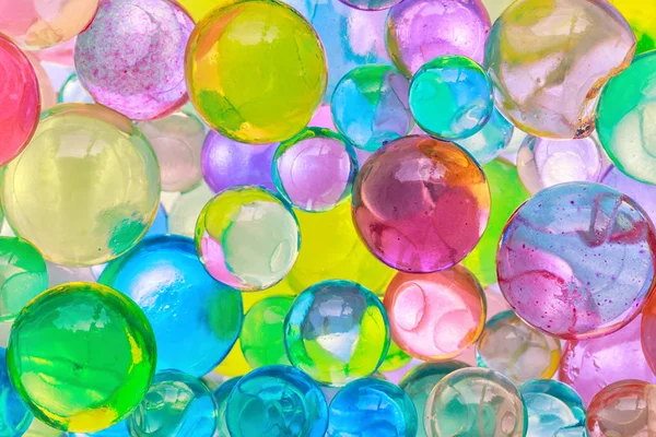 Palle di colore, gel polimerico colorato, sfondo perline idrogel, clo — Foto Stock