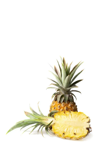 Fresh Pineapple Isolated White Background Vertical Composition — Stock Photo, Image