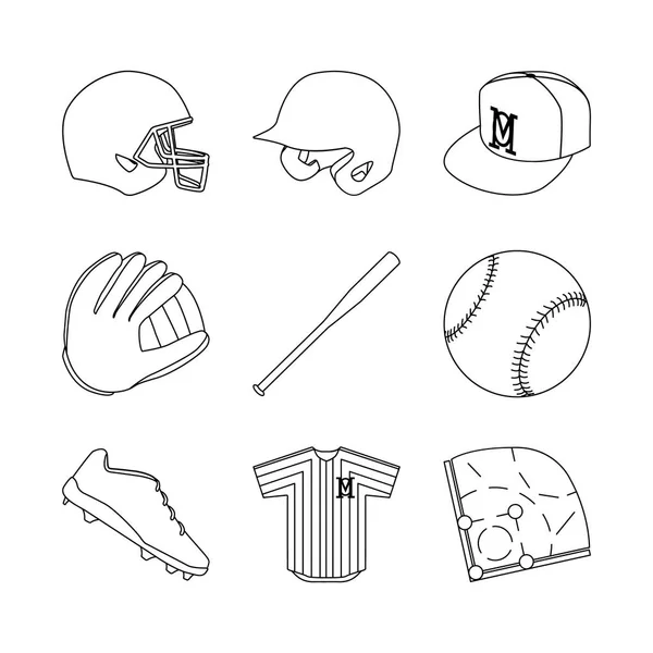 Juego de iconos de béisbol — Vector de stock