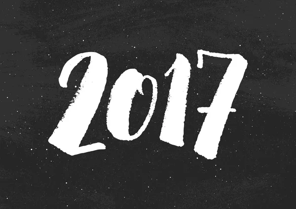 Ευτυχισμένο το νέο έτος 2017 χαιρετισμούς στον μαύρο πίνακα κιμωλίας — Διανυσματικό Αρχείο