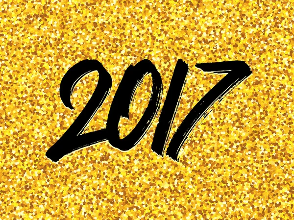 Přání nový rok 2017 se třpytící se zlatem — Stockový vektor