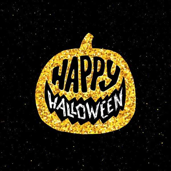 Feliz banner de festa de Halloween com tipografia de ouro — Vetor de Stock