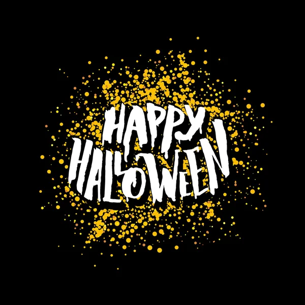 Happy Halloween greeting card with lettering — Stock Vector