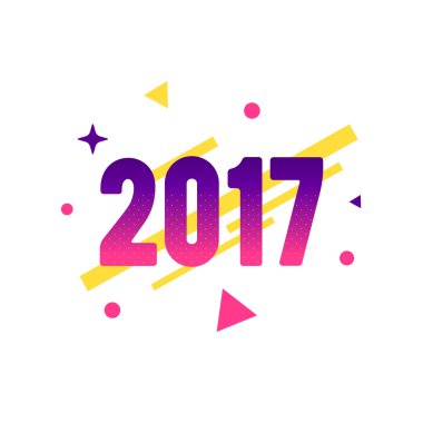 Yeni yıl 2017 düz stil tasarım konsepti afiş için