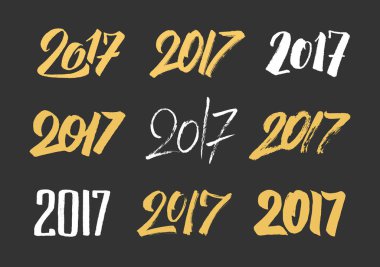 Yeni yıl 2017 elle çizilmiş hat numaraları kümesi