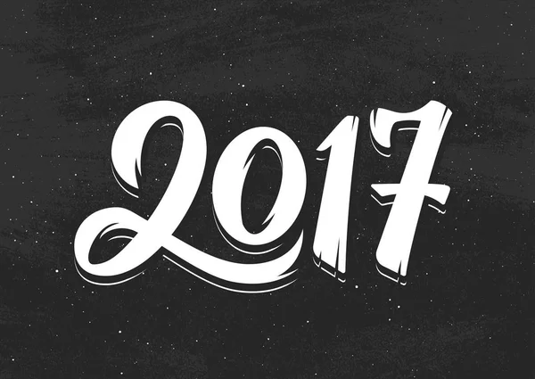 Feliz Año Nuevo 2017 saludos en pizarra negra — Vector de stock