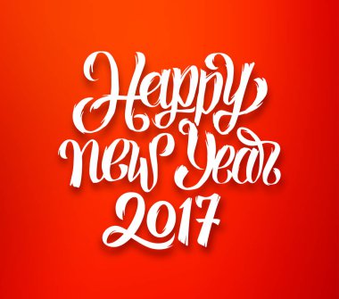 Happy New Year 2017 vector red-white greeting card clipart