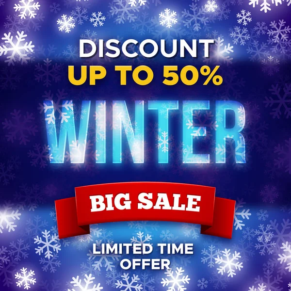 Big Winter Sale promotion banner. Vector template — Stock Vector