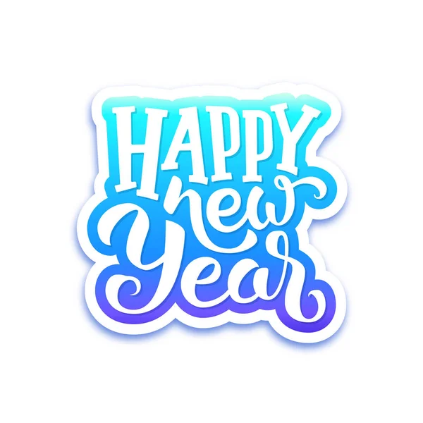 Mutlu yeni yıl metin etiket yazı ile — Stok Vektör