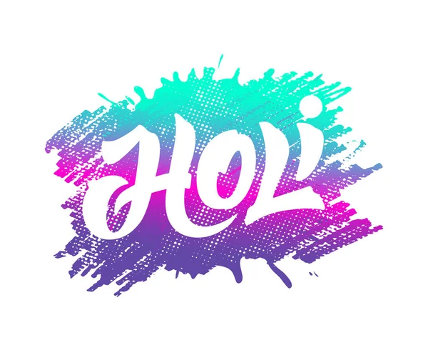 Insignia vectorial con letras para el festival Holi — Vector de stock