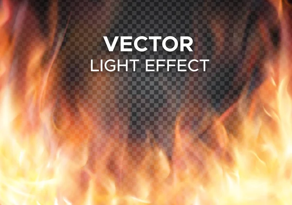 Flammes de feu vectorielles sur fond transparent — Image vectorielle