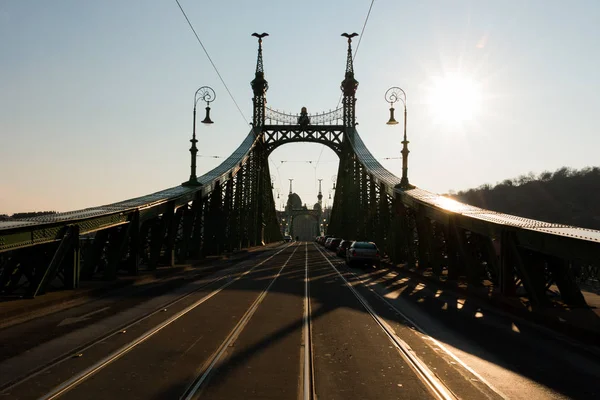 Силует міст Свободи в Будапешті, Угорщина — стокове фото