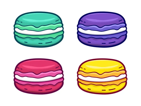 Beyaz izole renkli acıbadem kurabiyesi Icons set — Stok Vektör