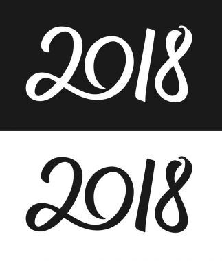Yeni yıl 2018 tebrik kartı siyah beyaz